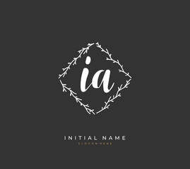 Handwritten letter I A IA for identity and logo. Vector logo template with handwriting and signature style.