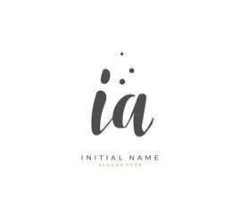 Handwritten letter I A IA for identity and logo. Vector logo template with handwriting and signature style.