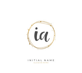 Handwritten letter I A IA for identity and logo. Vector logo template with handwriting and signature style.