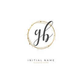 Handwritten letter G B GB for identity and logo. Vector logo template with handwriting and signature style.