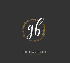 Handwritten letter G B GB for identity and logo. Vector logo template with handwriting and signature style.