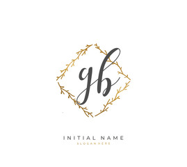 Handwritten letter G B GB for identity and logo. Vector logo template with handwriting and signature style.