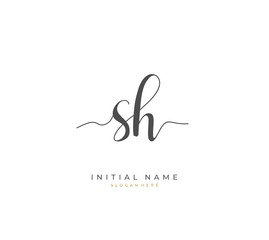 Handwritten letter S H SH for identity and logo. Vector logo template with handwriting and signature style.
