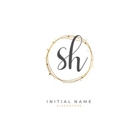 Handwritten letter S H SH for identity and logo. Vector logo template with handwriting and signature style.