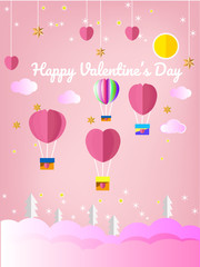 Valentine’s Day card with balloons and gifts