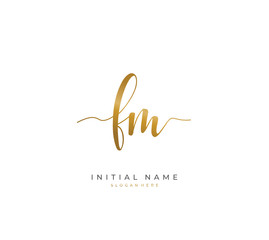 Handwritten letter F M FM for identity and logo. Vector logo template with handwriting and signature style.