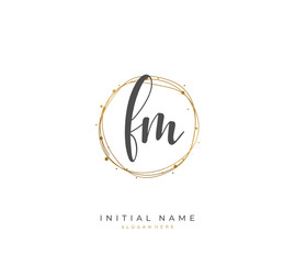 Handwritten letter F M FM for identity and logo. Vector logo template with handwriting and signature style.