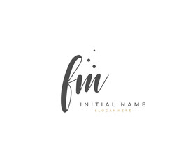 Handwritten letter F M FM for identity and logo. Vector logo template with handwriting and signature style.