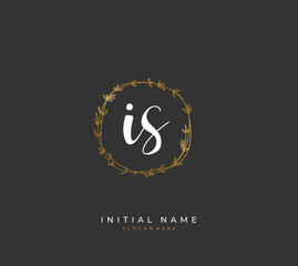 Handwritten letter I S IS for identity and logo. Vector logo template with handwriting and signature style.