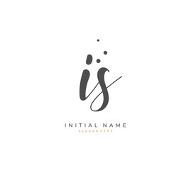 Handwritten letter I S IS for identity and logo. Vector logo template with handwriting and signature style.