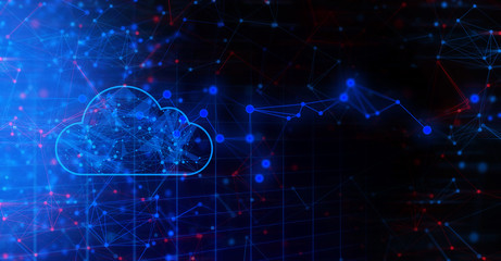 Fototapeta premium network social online, background 3d illustration rendering, machine deep learning, data cloud storage digital, science neuron, plexus cell brain, futuristic connecting, technology system