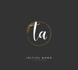 Handwritten letter T A TA for identity and logo. Vector logo template with handwriting and signature style.