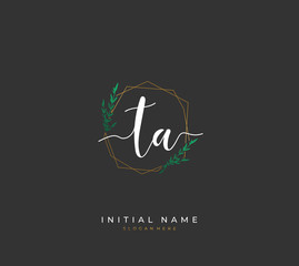 Handwritten letter T A TA for identity and logo. Vector logo template with handwriting and signature style.