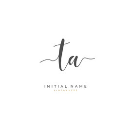 Handwritten letter T A TA for identity and logo. Vector logo template with handwriting and signature style.