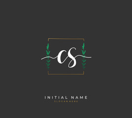 Handwritten letter C S CS for identity and logo. Vector logo template with handwriting and signature style.