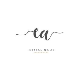 Handwritten letter E A EA for identity and logo. Vector logo template with handwriting and signature style.