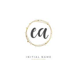 Handwritten letter E A EA for identity and logo. Vector logo template with handwriting and signature style.
