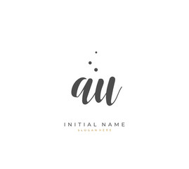 Handwritten letter A U AU for identity and logo. Vector logo template with handwriting and signature style.