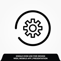 Setting button icon vector, Tools, Cog, Gear Sign Isolated on white background. Help options account concept.