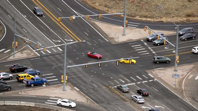 Aerial view of highway intersection in Golden, Colorado