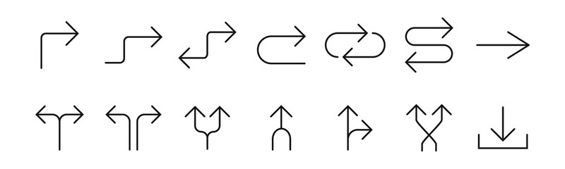 Line Arrow icon set. Vector illustration, flat design