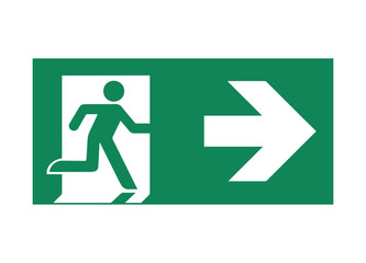 Emergency Exit Sign. Vector illustration, flat design