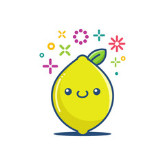 kawaii lemon fruit emoticon cartoon illustration