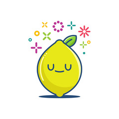 kawaii lemon fruit emoticon cartoon illustration