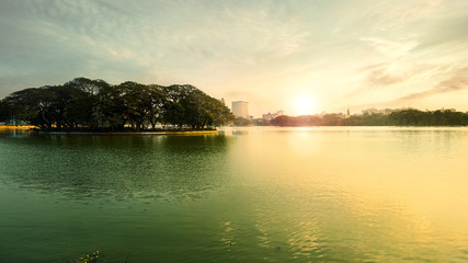 ULSOOR LAKE MORNING SUN RISE BANGALORE KARNATAKA INDIA