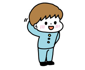 男の子　照れる