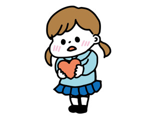 女の子　ハートを贈る