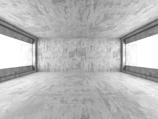 Dark concrete empty room. Modern architecture design