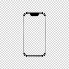 Mobile phone white mockup. Template with blank screen for Infographic. Isolated on white background.