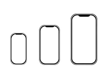 Mobile phone white mockup. Template with blank screen for Infographic. Isolated on white background.