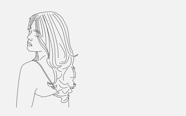 Blank illustration line art girl background for quote or poetry vector eps 10