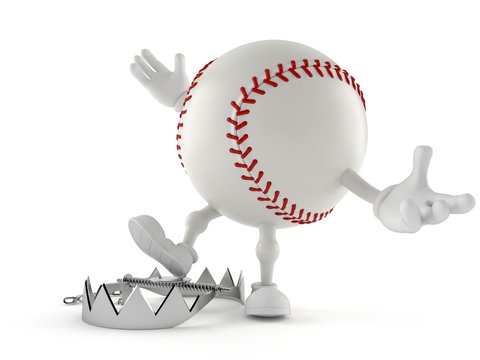 Baseball character with bear trap