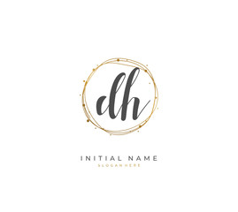 Handwritten letter D H DH for identity and logo. Vector logo template with handwriting and signature style.