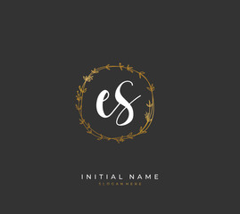 Handwritten letter E S ES for identity and logo. Vector logo template with handwriting and signature style.