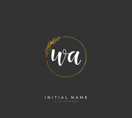 Handwritten letter W A WA for identity and logo. Vector logo template with handwriting and signature style.