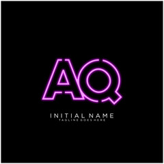 Letter AQ logo icon design with Bright Neon , Symbols Sign in Vector. Night Show. Night Club.