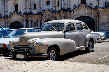 Classic american car on the streets of Havana in Cuba