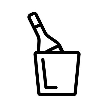 chilled wine icon vector. A thin line sign. Isolated contour symbol illustration
