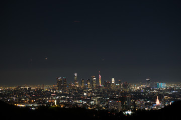 skyline at night in Los Angeles
