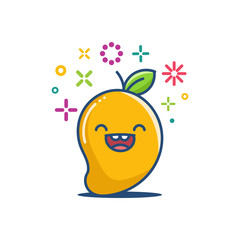 kawaii smiling mango emoticon cartoon illustration