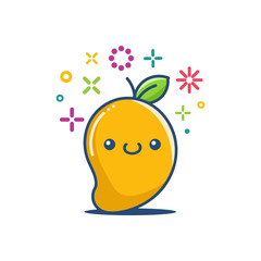 kawaii smiling mango emoticon cartoon illustration