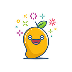 kawaii smiling mango emoticon cartoon illustration
