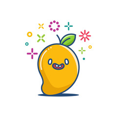 kawaii smiling mango emoticon cartoon illustration