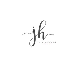  Handwritten letter J H JH for identity and logo. Vector logo template with handwriting and signature style.