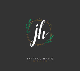  Handwritten letter J H JH for identity and logo. Vector logo template with handwriting and signature style.
