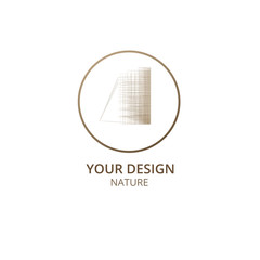 The building logo template. The vector is a linear round icon of the undulating landscape. Minimum abstract emblem or badge for business emblems for business center, hotel, health,